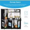 imageBest Choice Products Pretend Play Kitchen Wooden Toy Set for Kids wRealistic Design Telephone Utensils Oven Microwave Sink  Pink FloralBlack