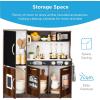 imageBest Choice Products Pretend Play Kitchen Wooden Toy Set for Kids wRealistic Design Telephone Utensils Oven Microwave Sink  Pink FloralEspresso