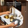 imageBest Choice Products Pretend Play Kitchen Wooden Toy Set for Kids wRealistic Design Telephone Utensils Oven Microwave Sink  Pink FloralEspresso