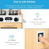 imageBest Choice Products Pretend Play Kitchen Wooden Toy Set for Kids wRealistic Design Telephone Utensils Oven Microwave Sink  Pink FloralNatural
