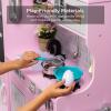 imageBest Choice Products Pretend Play Kitchen Wooden Toy Set for Kids wRealistic Design Telephone Utensils Oven Microwave Sink  Pink FloralPink