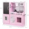 imageBest Choice Products Pretend Play Kitchen Wooden Toy Set for Kids wRealistic Design Telephone Utensils Oven Microwave Sink  Pink FloralPink