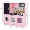 imageBest Choice Products Pretend Play Kitchen Wooden Toy Set for Kids wRealistic Design Telephone Utensils Oven Microwave Sink  Pink FloralPink Floral