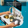 imageBest Choice Products Pretend Play Kitchen Wooden Toy Set for Kids wRealistic Design Telephone Utensils Oven Microwave Sink  Pink FloralTeal