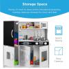 imageBest Choice Products Pretend Play Kitchen Wooden Toy Set for Kids wRealistic Design Telephone Utensils Oven Microwave Sink  Pink FloralWhite