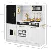 imageBest Choice Products Pretend Play Kitchen Wooden Toy Set for Kids wRealistic Design Telephone Utensils Oven Microwave Sink  Pink FloralWhite Bevel