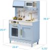 imageBest Choice Products Wooden Pretend Play Cottage Kitchen Kids Toy wStorage Scalloped Edge 5 Accessories Microwave Oven Clicking Knobs  BlueBlue