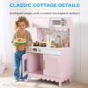 imageBest Choice Products Wooden Pretend Play Cottage Kitchen Kids Toy wStorage Scalloped Edge 5 Accessories Microwave Oven Clicking Knobs  BlueCream