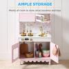imageBest Choice Products Wooden Pretend Play Cottage Kitchen Kids Toy wStorage Scalloped Edge 5 Accessories Microwave Oven Clicking Knobs  BluePink