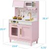 imageBest Choice Products Wooden Pretend Play Cottage Kitchen Kids Toy wStorage Scalloped Edge 5 Accessories Microwave Oven Clicking Knobs  BluePink