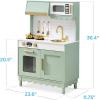 imageBest Choice Products Wooden Pretend Play Cottage Kitchen Kids Toy wStorage Scalloped Edge 5 Accessories Microwave Oven Clicking Knobs  BlueSage