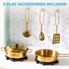 imageBest Choice Products Wooden Pretend Play Cottage Kitchen Kids Toy wStorage Scalloped Edge 5 Accessories Microwave Oven Clicking Knobs  BlueSage