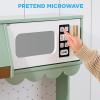 imageBest Choice Products Wooden Pretend Play Cottage Kitchen Kids Toy wStorage Scalloped Edge 5 Accessories Microwave Oven Clicking Knobs  BlueSage