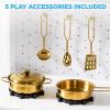 imageBest Choice Products Wooden Pretend Play Cottage Kitchen Kids Toy wStorage Scalloped Edge 5 Accessories Microwave Oven Clicking Knobs  BlueWhite