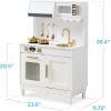 imageBest Choice Products Wooden Pretend Play Cottage Kitchen Kids Toy wStorage Scalloped Edge 5 Accessories Microwave Oven Clicking Knobs  BlueWhite