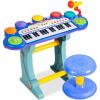 imageBest Choice Products 37Key Kids Electronic Musical Instrument Piano Learning Toy Keyboard w Multiple Sounds Lights Microphone Stool  PinkBlue