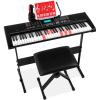 imageBest Choice Products 61Key Beginners Complete Electronic Keyboard Piano Set wLighted Keys LCD Screen Headphones Stand Bench Teaching Modes Note Stickers BuiltIn Speakers  RedBlack