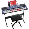 imageBest Choice Products 61Key Beginners Complete Electronic Keyboard Piano Set wLighted Keys LCD Screen Headphones Stand Bench Teaching Modes Note Stickers BuiltIn Speakers  RedBlue