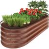 imageBest Choice Products 8x2x1ft Outdoor Metal Raised Garden Bed Oval Deep Root Planter Box for Vegetables Flowers Herbs and Succulents w 108 Gallon Capacity  Dark GreenWood Grain
