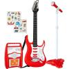 imageBest Choice Products Kids Electric Musical Guitar Play Set Toy Guitar Starter Kit Bundle w 6 Demo Songs Whammy Bar Microphone Amp AUX 2 Sticker Sheets  PinkRed