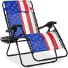 imageBest Choice Products Oversized Zero Gravity Chair Folding Outdoor Patio Lounge Recliner wCup Holder Accessory Tray Pillow  TanAmerican Flag