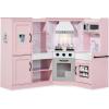 imageBest Choice Products Pretend Play Corner Kitchen Ultimate Interactive Wooden Kids Playset wLights ampamp Sounds Ice Maker Hood  EspressoPink
