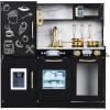 imageBest Choice Products Pretend Play Kitchen Wooden Toy Set for Kids wRealistic Design Telephone Utensils Oven Microwave Sink  Pink FloralBlack