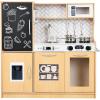 imageBest Choice Products Pretend Play Kitchen Wooden Toy Set for Kids wRealistic Design Telephone Utensils Oven Microwave Sink  Pink FloralNatural