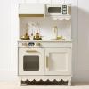 imageBest Choice Products Wooden Pretend Play Cottage Kitchen Kids Toy wStorage Scalloped Edge 5 Accessories Microwave Oven Clicking Knobs  BlueCream