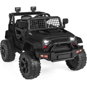 imageBest Choice Products 12V Kids Ride On Truck Car wParent Remote Control Spring Suspension LED Lights AUX Port  PinkBlack