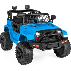 imageBest Choice Products 12V Kids Ride On Truck Car wParent Remote Control Spring Suspension LED Lights AUX Port  PinkLight Blue