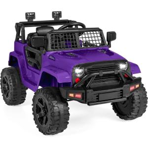 imageBest Choice Products 12V Kids Ride On Truck Car wParent Remote Control Spring Suspension LED Lights AUX Port  PinkPurple