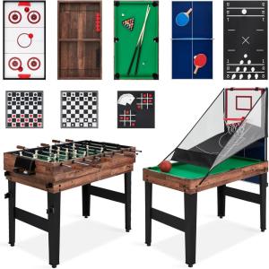 imageBest Choice Products 13in1 Combo Game Table Set for Home Game Room Friends ampamp Family wPing Pong Foosball Basketball Air Hockey Archery Chess Checkers Shuffleboard BowlingWalnut