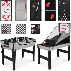 imageBest Choice Products 13in1 Combo Game Table Set for Home Game Room Friends ampamp Family wPing Pong Foosball Basketball Air Hockey Archery Chess Checkers Shuffleboard BowlingGray