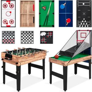 imageBest Choice Products 13in1 Combo Game Table Set for Home Game Room Friends ampamp Family wPing Pong Foosball Basketball Air Hockey Archery Chess Checkers Shuffleboard BowlingNatural