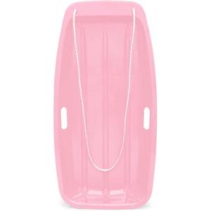 imageBest Choice Products 35in Kids Plastic Toboggan Snow Sled wPull Rope 2 HandlesLight Pink