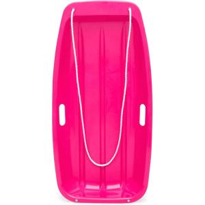 imageBest Choice Products 35in Kids Plastic Toboggan Snow Sled wPull Rope 2 HandlesPink