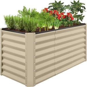 imageBest Choice Products 6x3x2ft Outdoor Metal Raised Garden Bed Deep Root Box Planter for Vegetables Flowers Herbs and Succulents w 269 Gallon Capacity  Peacock BlueBeige
