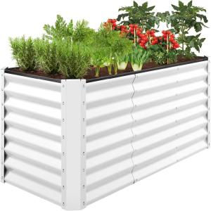 imageBest Choice Products 6x3x2ft Outdoor Metal Raised Garden Bed Deep Root Box Planter for Vegetables Flowers Herbs and Succulents w 269 Gallon Capacity  Peacock BlueWhite