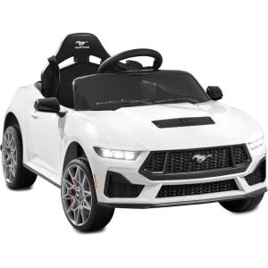imageBest Choice Products Kids 12V Electric Ride On Car Officially Licensed Ford Mustang wParent Control LED Lights 2 Speeds Bluetooth  YellowWhite