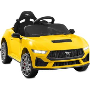 imageBest Choice Products Kids 12V Electric Ride On Car Officially Licensed Ford Mustang wParent Control LED Lights 2 Speeds Bluetooth  YellowYellow