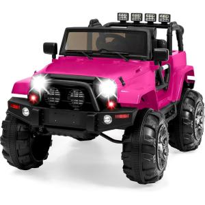 imageBest Choice Products Kids 24V 2Seater Electric Ride On Car Truck w 132lb Weight Capacity Parent Control Bluetooth LED Lights  Hot PinkHot Pink