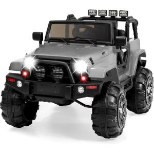 imageBest Choice Products Kids 24V 2Seater Electric Ride On Car Truck w 132lb Weight Capacity Parent Control Bluetooth LED Lights  Hot PinkLight Gray