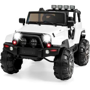 imageBest Choice Products Kids 24V 2Seater Electric Ride On Car Truck w 132lb Weight Capacity Parent Control Bluetooth LED Lights  Hot PinkWhite
