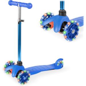 imageBest Choice Products Kids Mini Kick Scooter Toy wLightUp Wheels Height Adjustable TBar Foot Break  YellowBlue