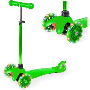 imageBest Choice Products Kids Mini Kick Scooter Toy wLightUp Wheels Height Adjustable TBar Foot Break  YellowGreen