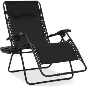 imageBest Choice Products Oversized Zero Gravity Chair Folding Outdoor Patio Lounge Recliner wCup Holder Accessory Tray Pillow  TanBlack