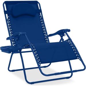 imageBest Choice Products Oversized Zero Gravity Chair Folding Outdoor Patio Lounge Recliner wCup Holder Accessory Tray Pillow  TanMarine