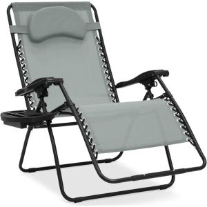 imageBest Choice Products Oversized Zero Gravity Chair Folding Outdoor Patio Lounge Recliner wCup Holder Accessory Tray Pillow  TanStardew