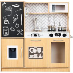 imageBest Choice Products Pretend Play Kitchen Wooden Toy Set for Kids wRealistic Design Telephone Utensils Oven Microwave Sink  Pink FloralNatural